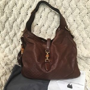 GUCCI Diamante Stitched Large Jackie Shoulder Bag